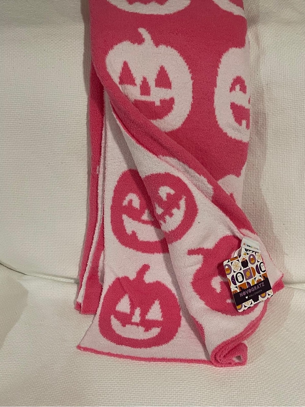 Novogratz Feather Pink Oversized Pink Throw Happy Pumpkin Throw Halloween Throw